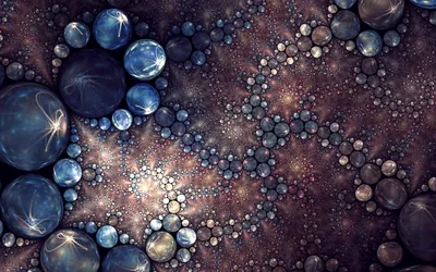 Serene Abstract Wallpaper Abstract Wallpaper 4K 1920x1200 Abstract, Fractal, Design, Featuring, Clusters, Of, Pearl-like, Orbs, Spheres, Deep, Blues, Browns, Brown, Gray, Ultrawide, Full HD