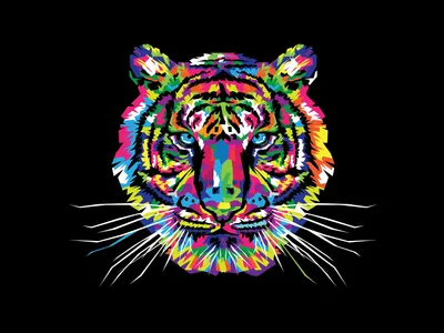 Rainbow Colored Tiger Animals Wallpaper 4K 2560x1920 Rainbow, Colored, Tiger, Head, By, Saiful, Anwar, Pink, Gray, Brown, Landscape, QHD
