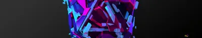 Digital Art Abstract Technology Wallpaper 4K 3840x720 Yellow, Pink, Purple