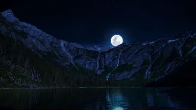 Night Mountain Black-dark Black/Dark Wallpaper 4K 1920x1080 White, Gray