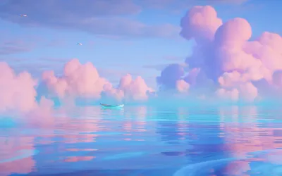 Ocean Ultrawide Boat Fantasy Wallpaper 4K 2880x1800 Gray, Pink