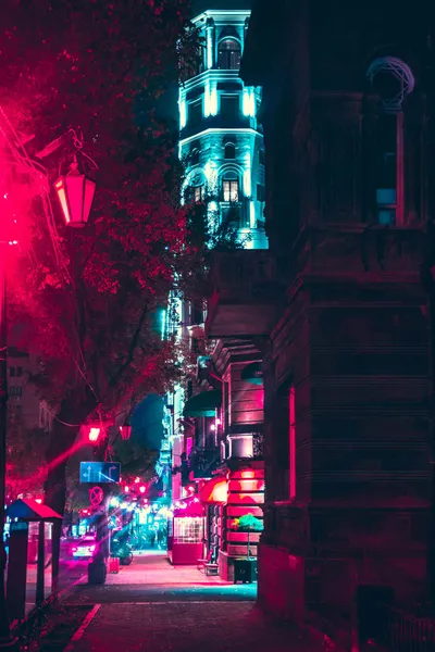 Abstract Bustling City Nightlife Black/Dark Wallpaper 4K 1280x1920 Red