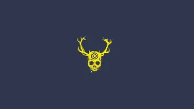 Skull Minimalist Artist Minimal Wallpaper 4K 1366x768 Brown, Orange