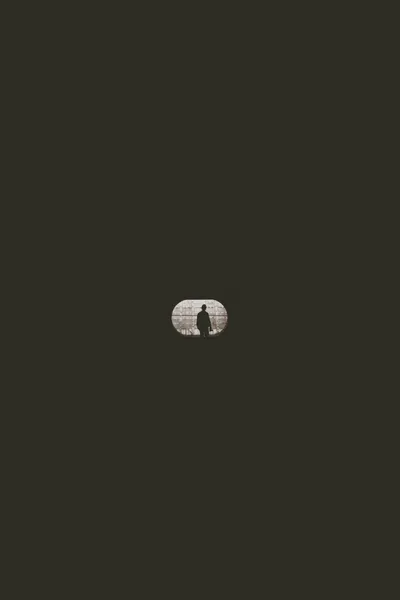 Silhouette Person Front Window Minimal Wallpaper 4K 2736x4104 Brown, Gray