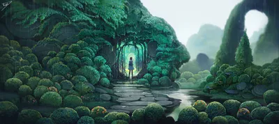 Mystical Forest Landscape Stone Leading Nature Wallpaper 4K 2800x1244 Hd, Desktop, Wallpaper:, Of, A, Mystical, Forest, Landscape, Stone, Path, Leading, Glowing, White, Ultrawide, QHD