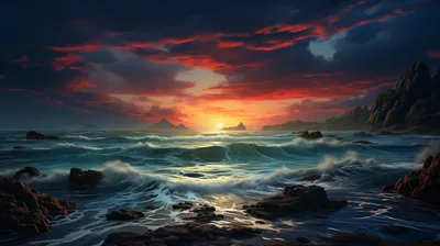 Dark Ocean Wallpaper Nature Wallpaper 4K 1920x1076 Orange, Brown