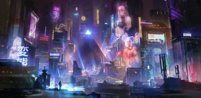 Cyberpunk City Cave Technology Wallpaper 4K 3840x1884 Gray, Brown