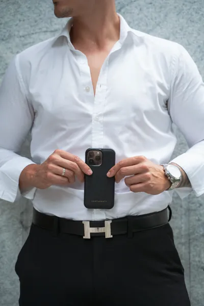 White Shirt Black Case Technology Wallpaper 4K 4000x6000 White