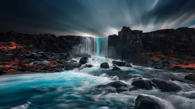 Dark Waterfall Wallpaper Nature Wallpaper 4K 1920x1080 Gray