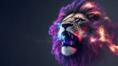 Lion Roar Colorful Abstract Wallpaper 4K 919x517 Gray, Pink