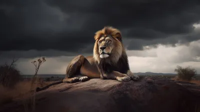 Sleek Lion Wallpaper Animals Wallpaper 4K 4368x2448 Gray