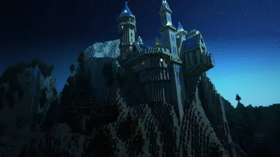 Fantasy Castle Crafted Minecraft Starry Space Wallpaper 4K 4000x2250 Hd, Desktop, Wallpaper, A, Fantasy, Castle, Crafted, In, Minecraft, Set, Against, Starry, Gray, Brown, Ultrawide, 4k