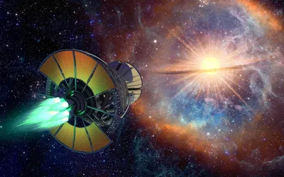 Golden Sci Wallpaper Space Wallpaper 4K 1920x1200 Hd, Pc, Desktop, Wallpaper, Featuring, A, Sci, Fi, Spaceship, Traveling, Through, Vibrant, Gray, Brown, Ultrawide, Full HD
