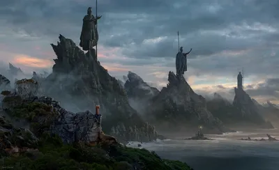 Bright Fantasy Wallpaper Nature Wallpaper 4K 1920x1170 Hd, Desktop, Wallpaper, Featuring, A, Fantasy, Scene, From, Lord, Rings, Majestic, Statues, Gray, Brown, Ultrawide, Full HD