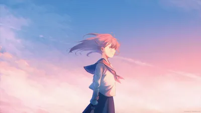 Anime School Girl Nature Wallpaper 4K 1920x1080 White