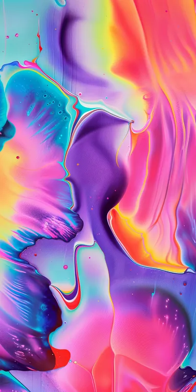 Abstract Art Colorful Fluid Vibrant Abstract Wallpaper 4K 1080x2160 Yellow, Purple, Orange