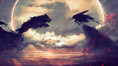 Guts Berserk Facing Nature Wallpaper 4K 1920x1080 Hd, Wallpaper:, Featuring, Guts, From, Berserk, Facing, Off, Against, Wolf, Dramatic, Sky, White, Gray, Ultrawide, Full HD