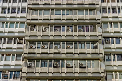 Symmetrical Brutalist Architecture New World Wallpaper 4K 6960x4640 Gray