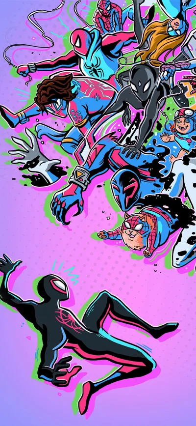 Spider Man Across Spiderverse Minimal Minimal Wallpaper 4K 1290x2796 Pink, White