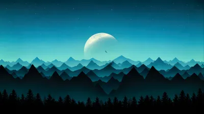 Giant Moon Rising Dark Pine Nature Wallpaper 4K 1366x768 Brown