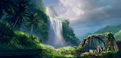 Landscape Waterfall Nature Nature Wallpaper 4K 4740x2289 White