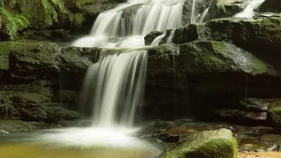 Majestic Waterfall Nature Serene Cascade Nature Wallpaper 4K 1920x1080 White, Gray
