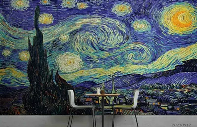 Van Gogh Starry Night Space Wallpaper 4K 1200x779 Gray
