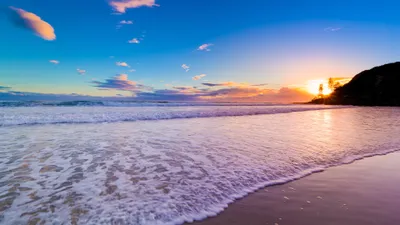 Serene Beach Sunset Nature Wallpaper 4K 3840x2160 Red
