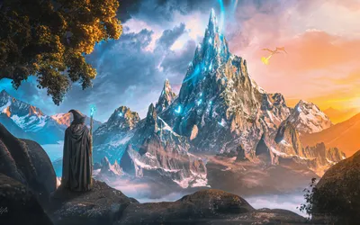 Crisp Mountain Wallpaper Fantasy Wallpaper 4K 1920x1200 Gray