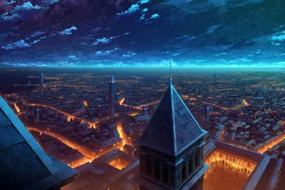 Anime City Night Black/Dark Wallpaper 4K 1600x1067 Brown