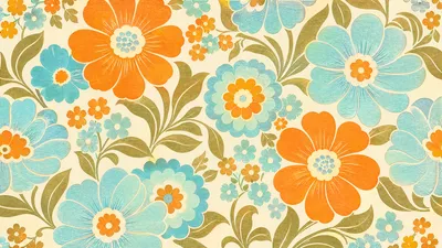 Retro Floral Flower Nature Wallpaper 4K 1920x1080 White, Orange