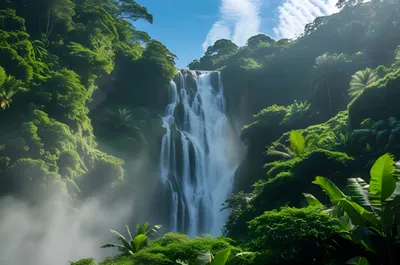 Vibrant Waterfall Wallpaper Nature Wallpaper 4K 4928x3264 Gray, Pink