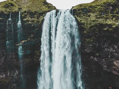 Moody Waterfall Wallpaper Nature Wallpaper 4K 2732x2048 White, Gray