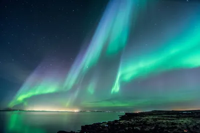 Aurora Borealis Night Sky Space Wallpaper 4K 2736x1824 Gray, Brown