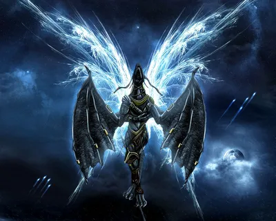 Moody Dark Wallpaper Black/Dark Wallpaper 4K 1600x1280 Hd, Wallpaper:, Of, A, Dark, Fantasy, Creature, With, Angelic, Wings, Set, Against, White, Brown, Square