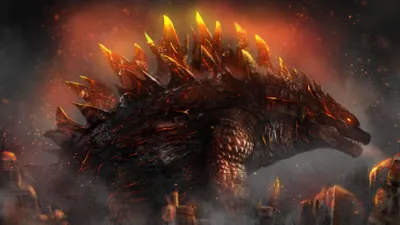 Fiery Detailed Depiction Godzilla Fantasy Wallpaper 4K 3840x2160 A, Fiery, Detailed, Depiction, Of, Godzilla, Amid, Glowing, Embers, Fantasy-themed, Ultra, Desktop, Brown, Ultrawide, 4k