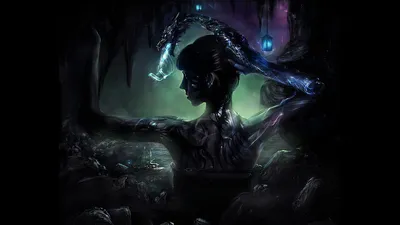 Bold Gothic Wallpaper Fantasy Wallpaper 4K 1920x1080 Hd, Desktop, Wallpaper, Featuring, A, Gothic, Fantasy-style, Witch, Tattoos, Dark, Ambiance, Glowing, Brown, Gray, Blue, Ultrawide, Full HD