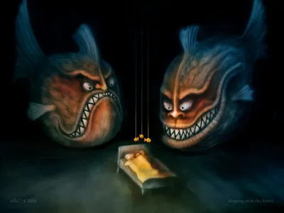 Dreamy Dark Wallpaper Animals Wallpaper 4K 1600x1200 Hd, Dark, And, Scary, Desktop, Wallpaper:, Showing, Two, Menacing, Glowing, Fish, Staring, Brown, Landscape