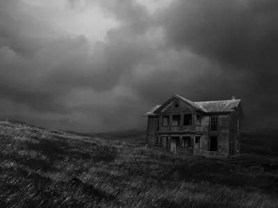Dark Haunted Abandoned House Stormy Nature Wallpaper 4K 1800x1350 Dark, Haunted, Abandoned, House, Under, A, Stormy, Sky, Desolate, Landscape, Captured, Desktop, Gray