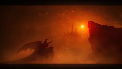 Misty Fantasy Wallpaper Fantasy Wallpaper 4K 3296x1876 Hd, Wallpaper:, Featuring, A, Fantasy, Scene, With, Dragon, Under, Meteor, Shower, Silhouetted, Brown, Ultrawide, QHD