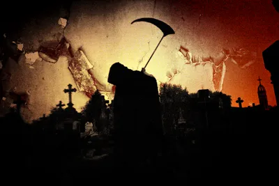 Vibrant Dark Wallpaper Black/Dark Wallpaper 4K 3072x2048 A, Dark, And, Atmospheric, Hd, Wallpaper:, Featuring, Grim, Reaper, Silhouette, Against, Haunting, Gray, Pink, Landscape, QHD