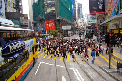 Busy City Intersection World Wallpaper 4K 3008x2000 Busy, City, Intersection, With, Crowds, Crossing, Amid, Buses, High-rise, Storefronts, Man-made, Urban, White, Gray, Ultrawide, QHD