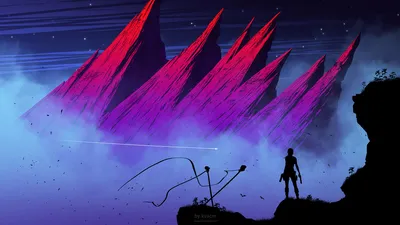 Fantasy Dramatic Landscape Jagged Glowing Wallpaper 4K, Fantasy category