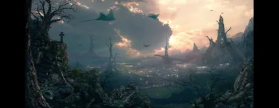 Fantasy City Landscape Wallpaper 4K, Fantasy category