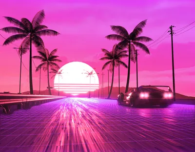 Vibrant Retrowave Wallpaper Cars Wallpaper 4K 2560x1994 Hd, Pc, Desktop, Wallpaper, Featuring, A, Retrowave, Scene, Car, Driving, Along, Neon-lit, White, Yellow, Pink, Square, QHD