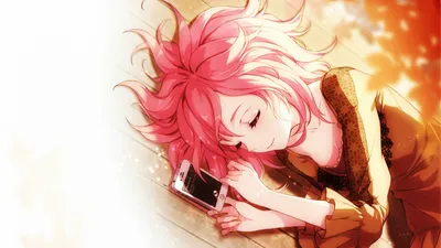 Sleeping Anime Girl Short Pink Technology Wallpaper 4K 1920x1080