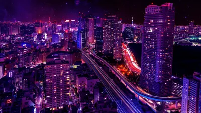 Japan City Night Black/Dark Wallpaper 4K 3840x2160 Brown