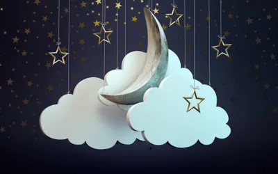 Stylized Crescent Moon Cradled Wallpaper 4K, Space category