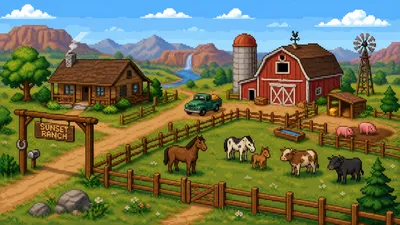 Vibrant Ranch Red Barn Silo Animals Wallpaper 4K 3840x2160 4k, Ultra, Hd, Pc, Desktop, Wallpaper:, And, Background, Vibrant, Ranch, Red, Barn, Yellow, Pink, Ultrawide