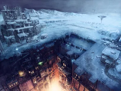 Sci City Stark Contrast Between Wallpaper 4K, Space category